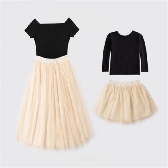 patpat Dresses & Skirts - Mommy and Me Black Tee and Tulle Skirt Set
